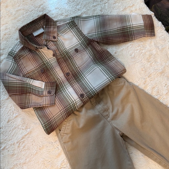 The Children's Place Other - The Children's Place Brown Plaid Button Down Shirt